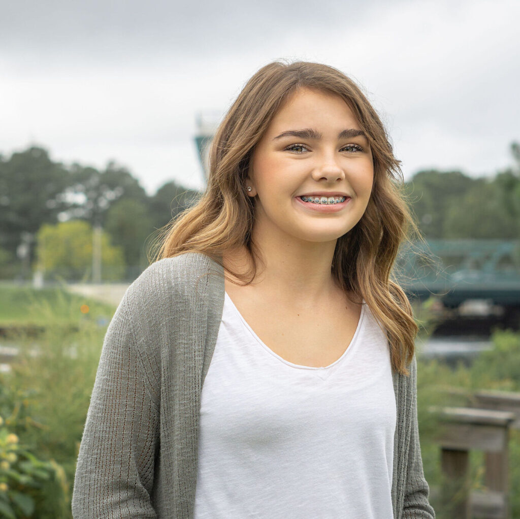 Smiling teenager with braces