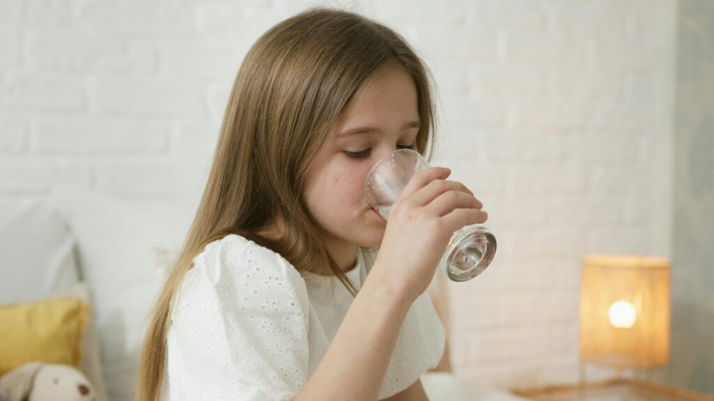 Child drinking water
Photo by Artem Podrez: https://www.pexels.com/photo/a-girl-drinking-a-glass-of-water-7504665/